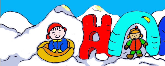 disegno di 2 bambini in montagna