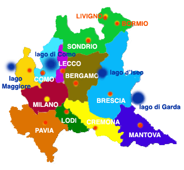 piantina della lombardia divisa per province